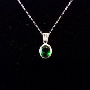 NEW! 2.50ct Emerald Oval Pendant with 16” Sterling Silver 925 Fine Chain